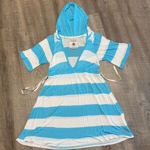 PINK Victoria's Secret Teal and Cream Striped Top